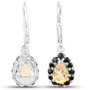 back view of citrine and black spinel earrings in rhodium over sterling silver
