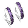 amethyst hoop earrings in rhodium over sterling silver