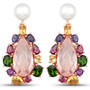 rose quartz and pearl multi gemstone earrings in 18k rose gold vermeil over sterling silver