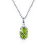 peridot and diamond half halo 14k white gold pendant necklace front