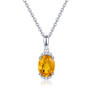 front view of aquamarine and diamond 14k white gold pendant necklace