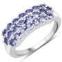 tanzanite cluster ring in rhodium over sterling silver