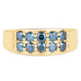 back view of blue diamond blue gemstone ring in polished