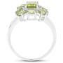 side view of peridot gemstone ring in rhodium over sterling silver