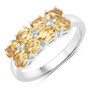 citrine and lab created white sapphire ring in rhodium over sterling silver
