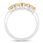 side view of citrine yellow gemstone ring in rhodium over sterling silver