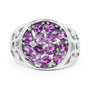 front view of amethyst gemstone ring in rhodium over sterling silver