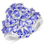 tanzanite cluster ring in rhodium over sterling silver