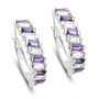 amethyst and white topaz hoop earrings in rhodium over sterling silver