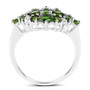 side view of chrome diopside green gemstone ring in rhodium over sterling silver