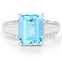front view of swiss blue topaz and white topaz ring in rhodium over sterling silver