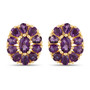 amethyst cluster stud earrings in 18k yellow gold over sterling silver