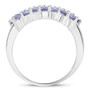 side view of tanzanite and white topaz cluster ring in rhodium over sterling silver