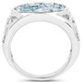 side view of blue topaz blue gemstone ring in rhodium over sterling silver