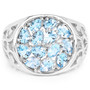 front view of sky blue topaz cluster ring in rhodium over sterling silver