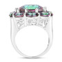 side view of mystic quartz cluster halo ring in rhodium over sterling silver