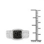 black diamond cluster gents ring in rhodium over sterling silver shown for size comparison