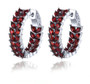 garnet marquise hoop earrings in rhodium over sterling silver