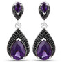 amethyst gemstone earring in rhodium over sterling silver