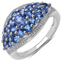 tanzanite cluster ring in rhodium over sterling silver