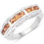orange sapphire band ring in rhodium over sterling silver