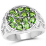 chrome diopside cluster ring in rhodium over sterling silver