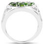 side view of chrome diopside cluster ring in rhodium over sterling silver