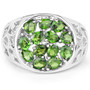 front view of chrome diopside cluster ring in rhodium over sterling silver