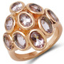 bezel set morganite cluster ring in 18k rose gold over sterling silver