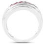 side view of pink tourmaline gents ring in rhodium over sterling silver