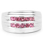 front view of pink tourmaline gents ring in rhodium over sterling silver