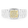 front view of yellow diamond (ir) cluster gents ring in rhodium over sterling silver