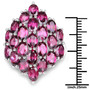 rhodolite cluster ring in rhodium over sterling silver shown for size comparison
