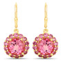 pink topaz and rhodolite earrings in 18k yellow gold vermeil over sterling silver