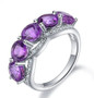 Amethyst and White Zircon Band Ring In Rhodium Over Sterling Silver