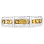 front view of yellow sapphire band ring in rhodium over sterling silver