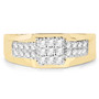 front view of diamond white gemstone ring in polished