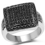 black diamond black gemstone ring in rhodium over sterling silver