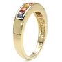 back view of multi color sapphire band ring in 18k yellow gold over sterling silver