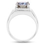 side view of topaz mystic gemstone ring in rhodium over sterling silver