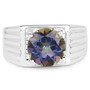 front view of topaz mystic gemstone ring in rhodium over sterling silver