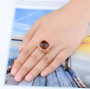 cognac quartz and white zircon ring in 18k rose gold over sterling silver