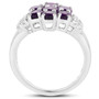 side view of amethyst gemstone ring in rhodium over sterling silver
