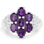front view of amethyst gemstone ring in rhodium over sterling silver