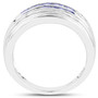 side view of tanzanite gents ring in rhodium over sterling silver