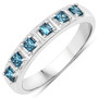 blue diamond band ring in 14k white gold
