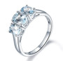 aquamarine trilogy ring in rhodium over sterling silver