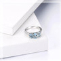 aquamarine trilogy ring in rhodium over sterling silver
