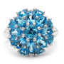 front view of swiss blue topaz cluster ring in rhodium over sterling silver