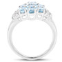 side view of sky blue topaz and white topaz cluster ring in rhodium over sterling silver